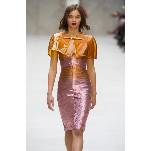 Burberry Prorsum Runway Metallic Lamé Pleated Bustier Dress Bodycon IT 42 / US 8 - Picture 11 of 15